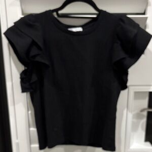 Zara Black Ruffle Sleeve Blouse